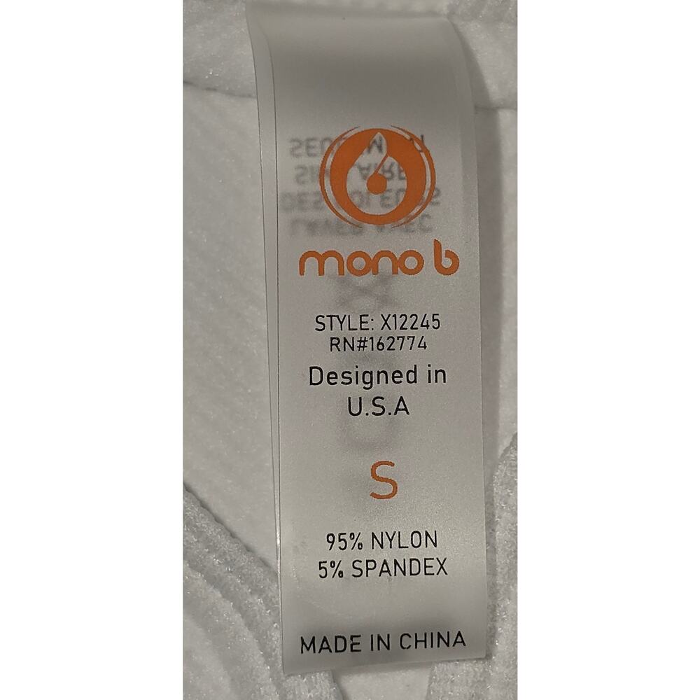 Mono B Think Racerback White Activewear Tank Small - Picture 3 of 4